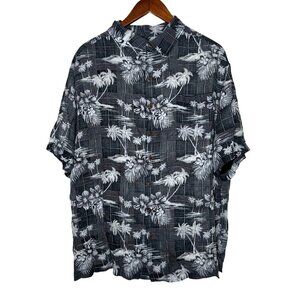 Caribbean Black Tropical short sleeve button up‎ camp shirt Sz 2XB